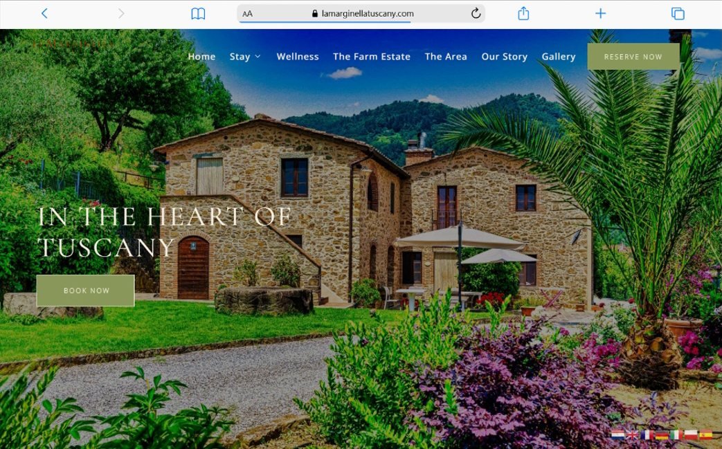 Website for La Marginella Agriturismo & Wellness, Pescia, Tuscany, Italy